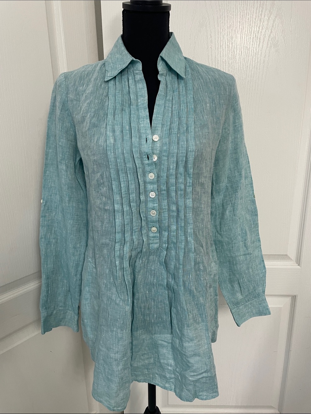 Lafayette 148 pure linen tunic in   Mint S/M blouse top new